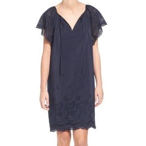 Madewell Embroidered Eyelet Moontide Dress NAVY